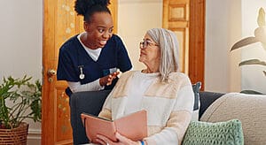 Market Your Apartment - a landlord and nurse tenant smiling